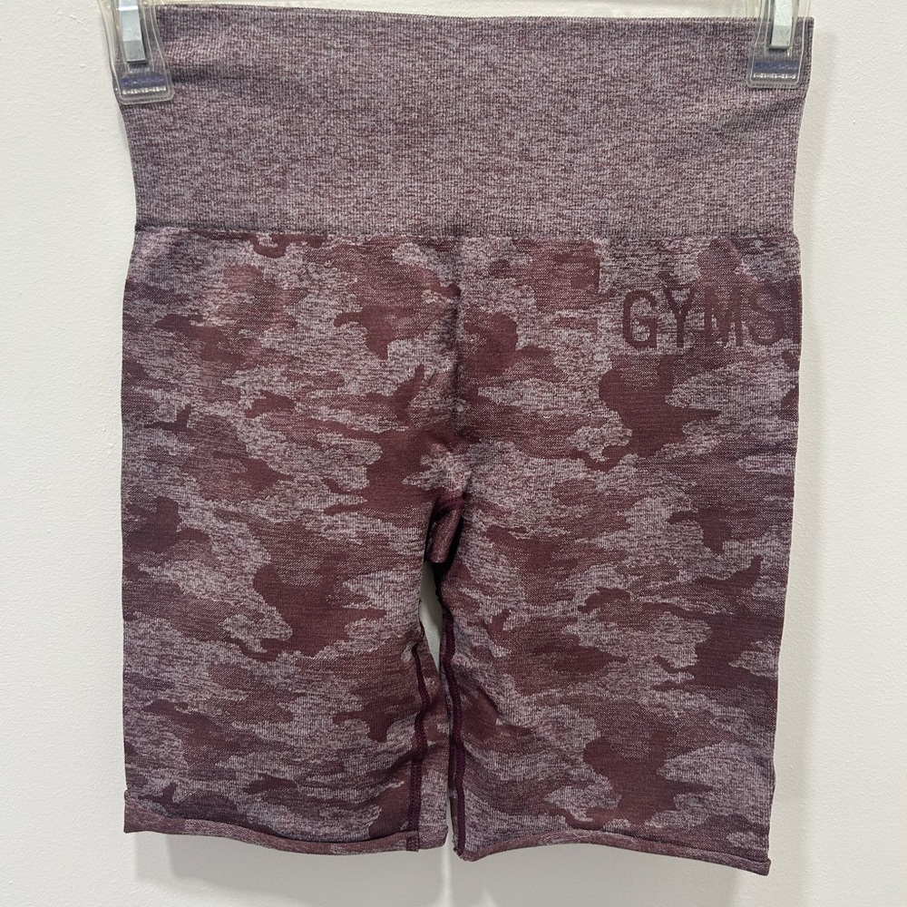 Gymshark Biker Shorts Women's‎ Small Pink Camo Adapt Seamless Raw Hem